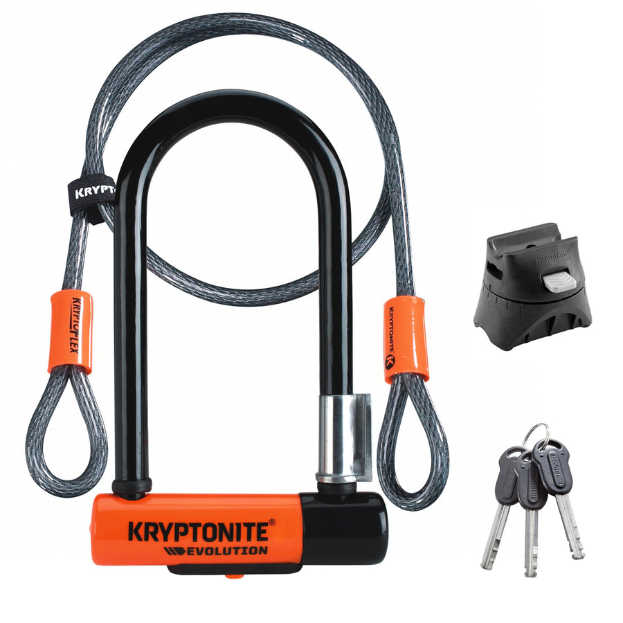 Heavy-Duty Bike U-Lock with Security Cable & Mounting Bracket