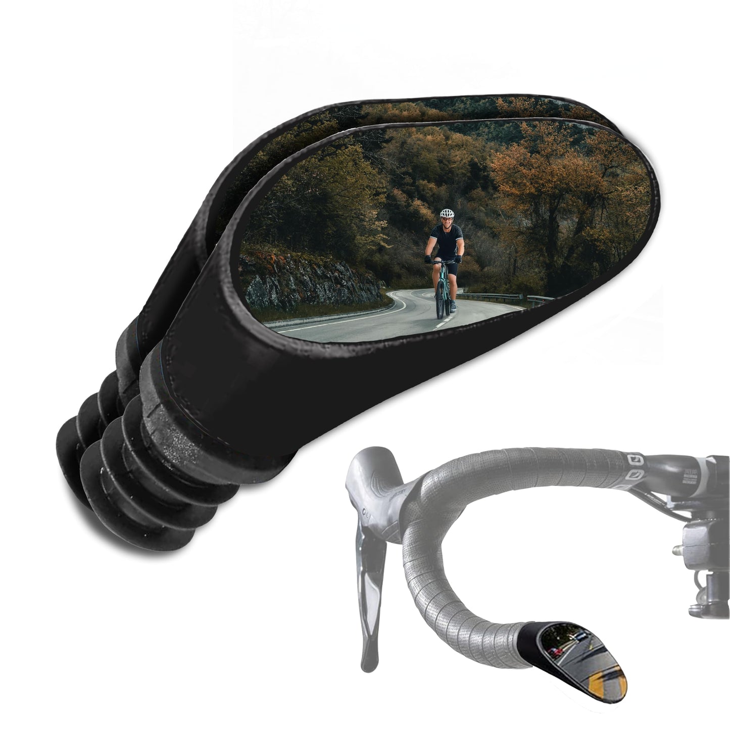 Convex Drop-Bar Bike Mirror with Adjustable Reflective Surface