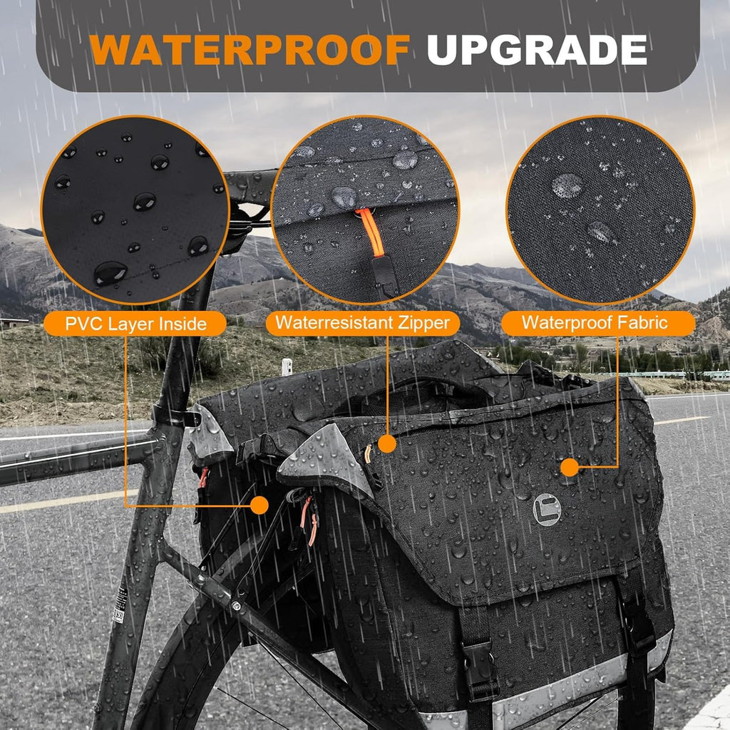 30L Waterproof Expandable Bike Panniers with Reflective Trim