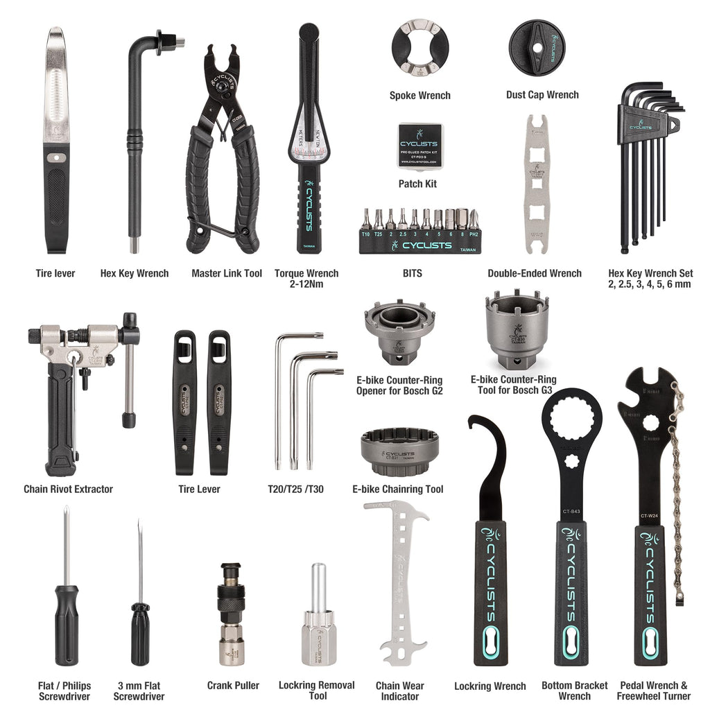 cyclists Professional Tool Kit for E-bike - 33 PCS Bicycle Repair Tool Set