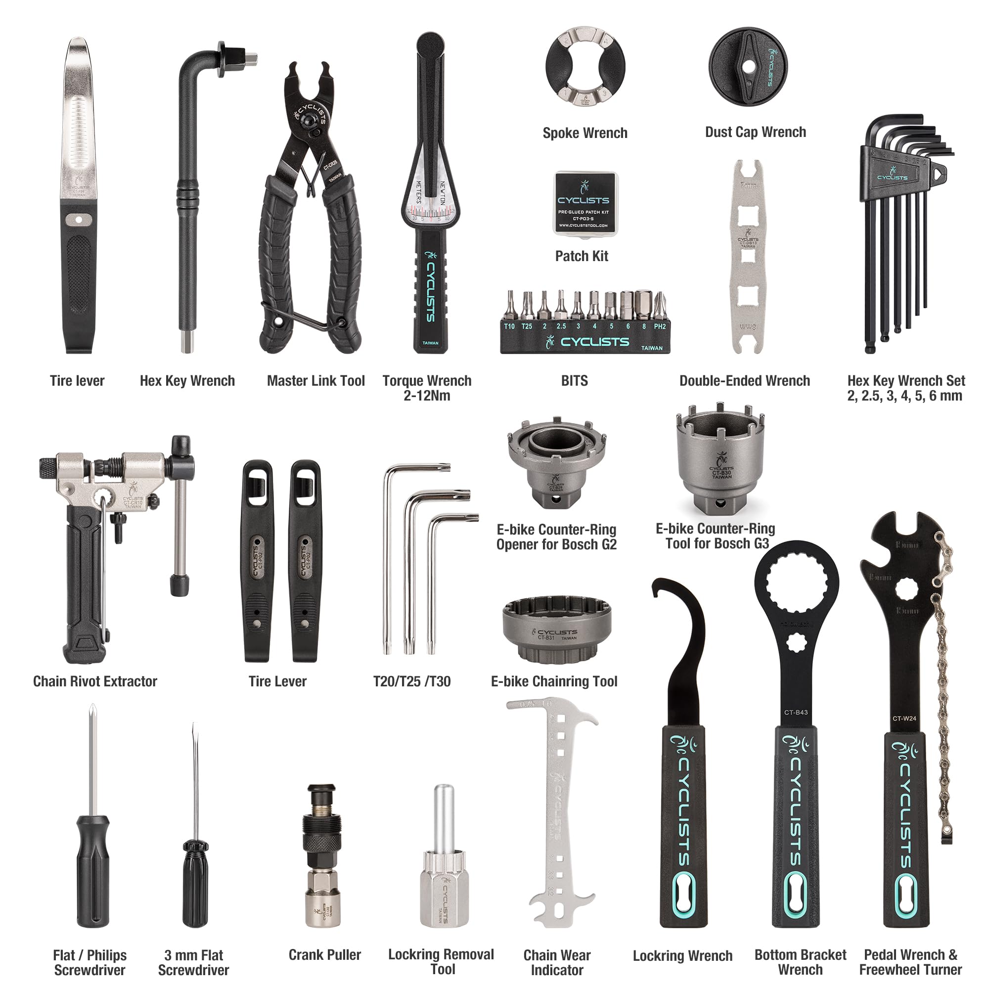 cyclists Professional Tool Kit for E-bike - 33 PCS Bicycle Repair Tool Set