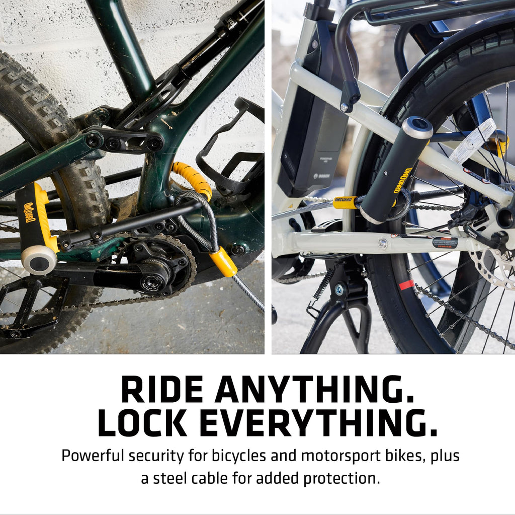 Heavy-Duty Steel Bike U-Lock with Cable & Mounting Bracket
