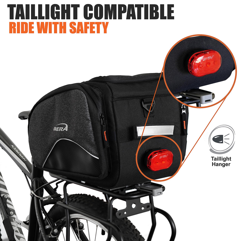 Clip-On Bike Rack Bag with Shoulder Strap & Reflective Trim