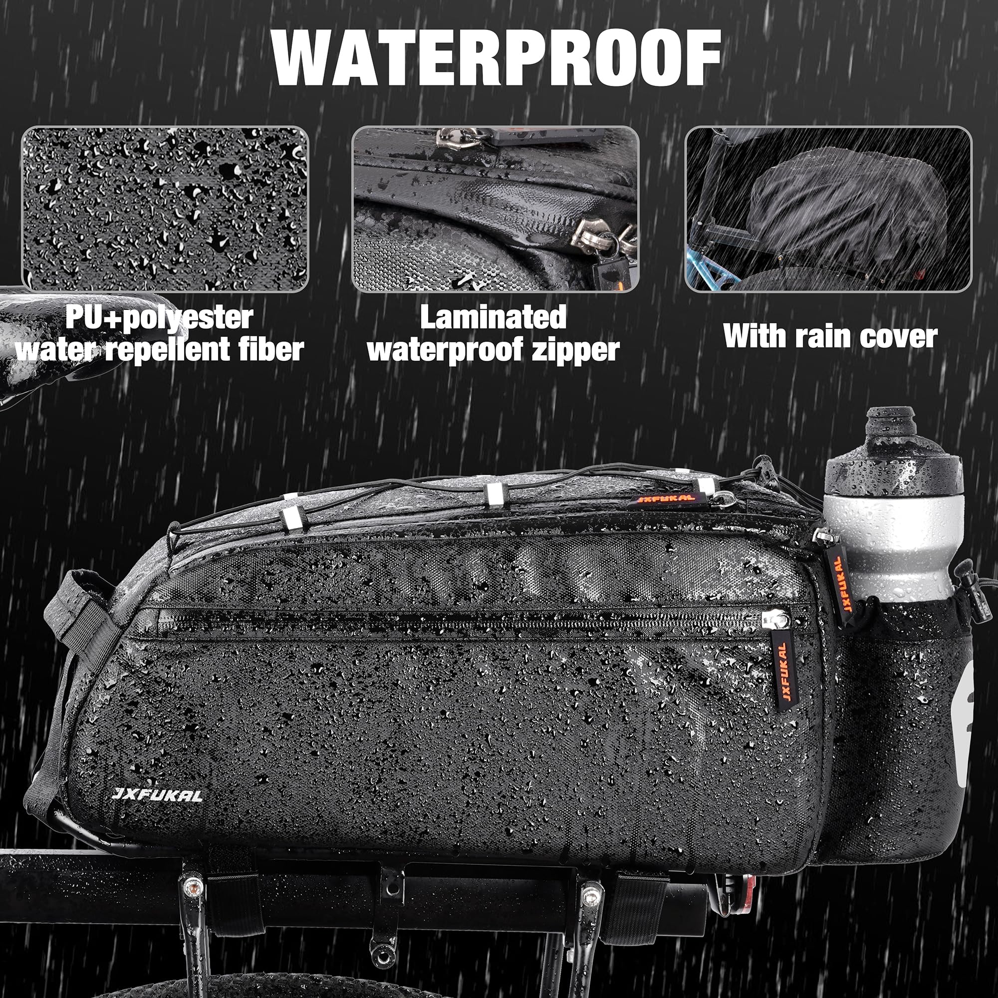 JXFUKAL Bike Bags for Bicycle Rear Rack, 13L/20L Supportive Bike Rack Bag